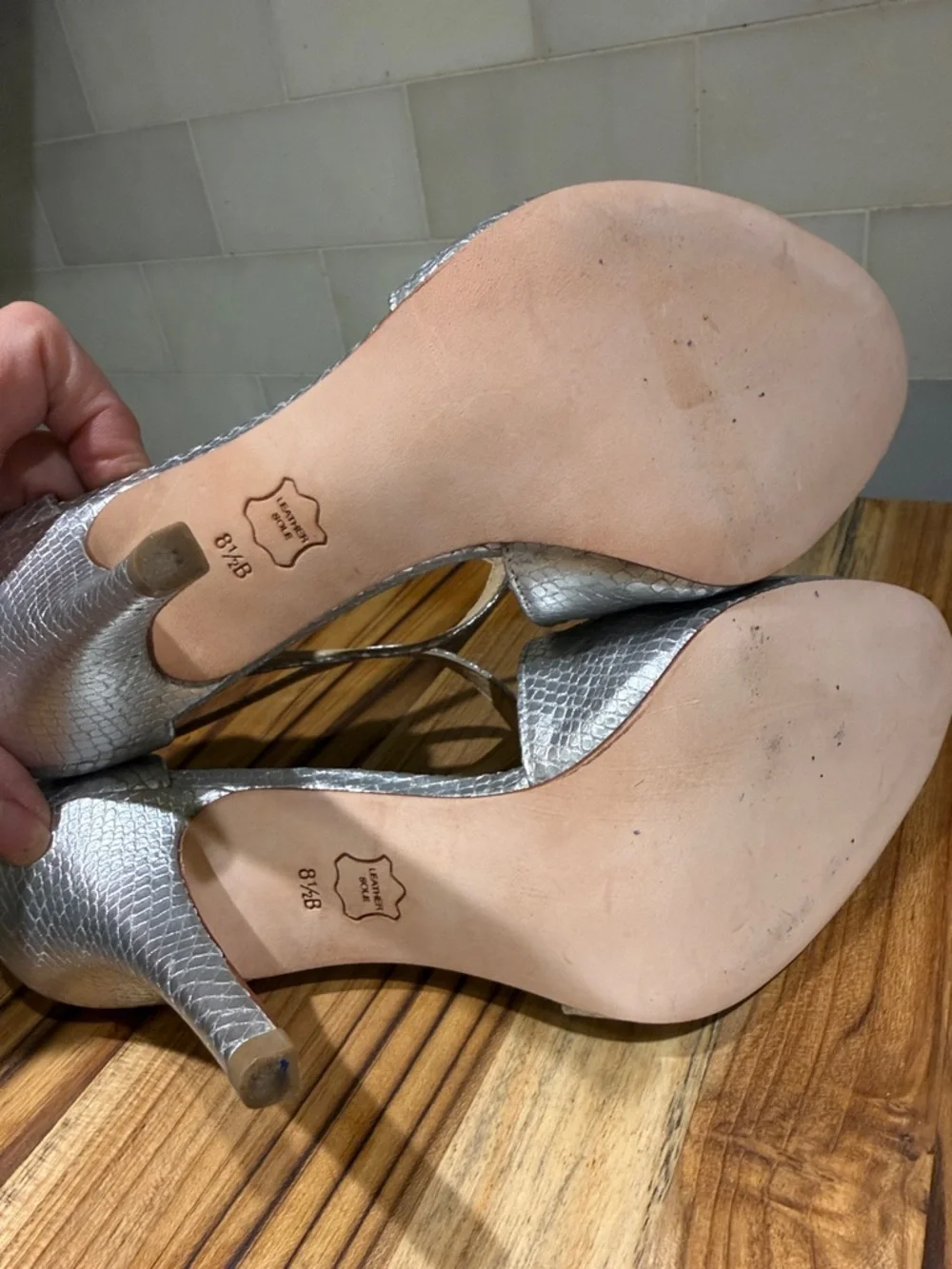 Talbots Silver Textured Cross-Strap High Heels